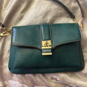 Anne Klein Dark Green Croc Purse